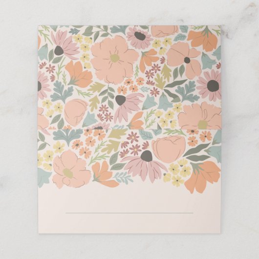 Bloemen Vrijgezellenfeest of bruiloft Plaatskaartje (Buitenkant ongevouwen)