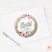 Bloemen Vrijgezellenfeest Roze Rose Gold Glitter Ronde Sticker (Envelop)