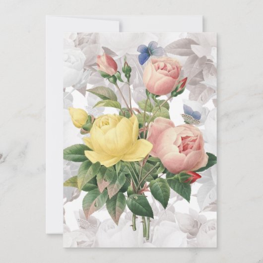 Bloemen Vrijgezellenfeest Rozen en Kant Kaart (Achterkant)