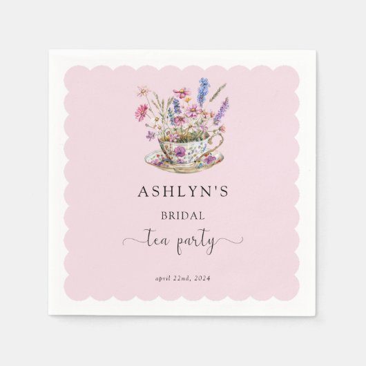 Bloemen Vrijgezellenfeest Tea Party Papieren serve Servet (Voorkant)