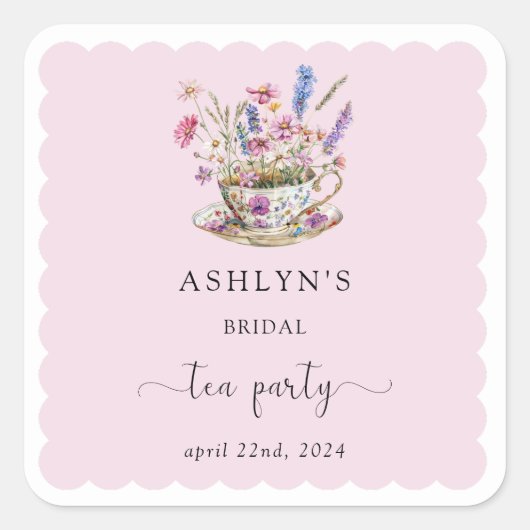 Bloemen Vrijgezellenfeest Tea Party Stickers (Voorkant)