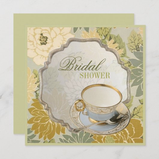 Bloemen Vrijgezellenfeest Tea Party Uitnodiging (Voorkant / Achterkant)