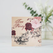  Bloemen Vrijgezellenfeest Tea Party Uitnodiging (Staand voorkant)