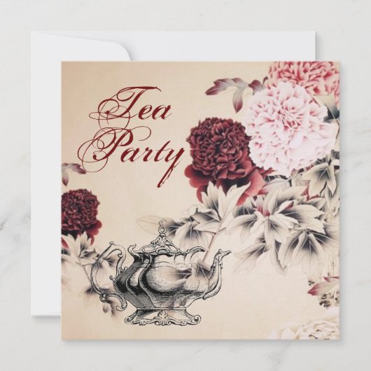  Bloemen Vrijgezellenfeest Tea Party Uitnodiging (Voorkant)