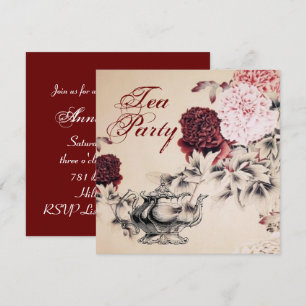 Bloemen Vrijgezellenfeest Tea Party Uitnodiging