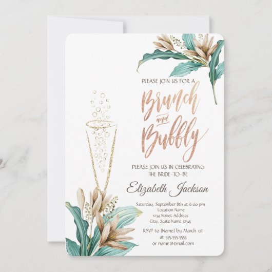 Bloemen Vrijgezellenfeest van champagne Kaart (Voorkant)