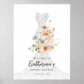 Bloemen vrijgezellenfeest welkom poster (Voorkant)
