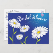 Bloemen Vrijgezellenfeest Wit Daisy Flower Blauw Uitnodiging Briefkaart (Voorkant / Achterkant)