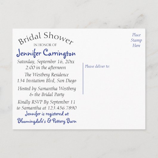 Bloemen Vrijgezellenfeest Wit Daisy Flower Blauw Uitnodiging Briefkaart (Achterkant)