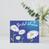 Bloemen Vrijgezellenfeest Wit Daisy Flower Blauw Uitnodiging Briefkaart (Staand voorkant)