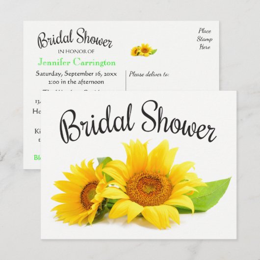 Bloemen Vrijgezellenfeest Zonnebloem Geel Bloem Gr Uitnodiging Briefkaart (Voorkant / Achterkant)