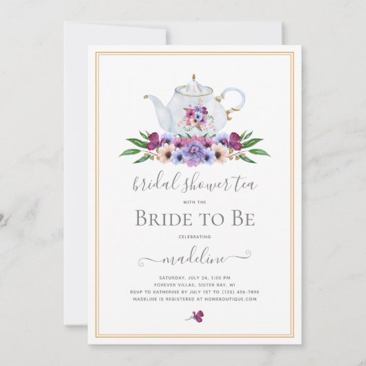 Bloemen Vrijgezellenfeesten thee Kaart (Voorkant)