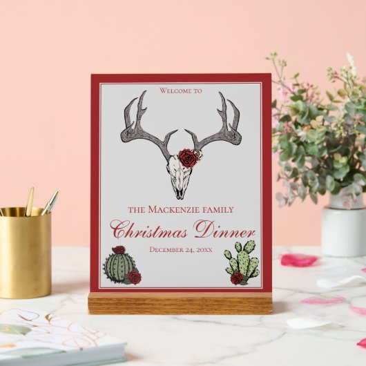 Bloemen Vrolijk Kerst Herten Hoofd Schedel Cactus Acryl Bord