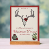 Bloemen Vrolijk Kerst Herten Hoofd Schedel Cactus Acryl Bord (Neutraal)