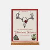 Bloemen Vrolijk Kerst Herten Hoofd Schedel Cactus Acryl Bord (Voorkant)