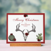 Bloemen Vrolijk Kerst Herten Hoofd Schedel Cactus Acryl Bord (Neutraal)