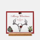 Bloemen Vrolijk Kerst Herten Hoofd Schedel Cactus Acryl Bord (Voorkant)