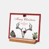 Bloemen Vrolijk Kerst Herten Hoofd Schedel Cactus Acryl Bord (Hoek)