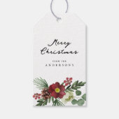  Bloemen Vrolijk Kerstfeest Cadeaulabel (Voorkant)