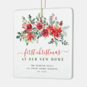 Bloemen Vrolijk Kerstfeest Nieuw adres Keramisch Ornament (Links)