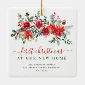 Bloemen Vrolijk Kerstfeest Nieuw adres Keramisch Ornament (Achterkant)