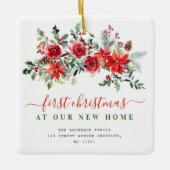 Bloemen Vrolijk Kerstfeest Nieuw adres Keramisch Ornament (Voorkant)