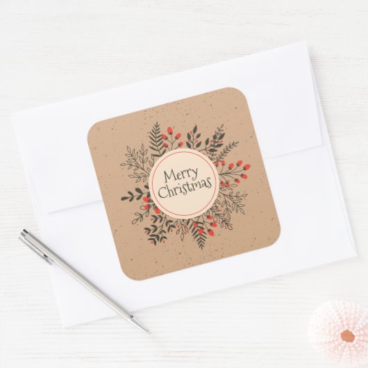 Bloemen Vrolijk Kerstfeest | Sticker Seal (Envelop)