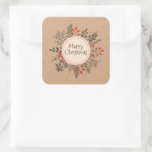  Bloemen Vrolijk Kerstfeest | Sticker Seal (Tas)