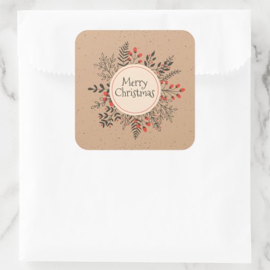  Bloemen Vrolijk Kerstfeest | Sticker Seal (Tas)