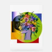 Bloemen vrouw - groen acryl bord (Voorkant)