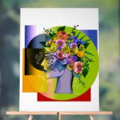 Bloemen vrouw - groen acryl bord (Neutraal)