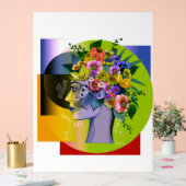 Bloemen vrouw - groen acryl bord (Huwelijk)
