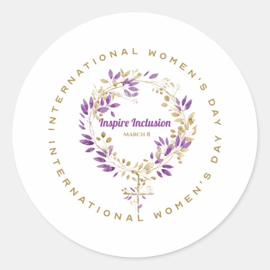 Bloemen Vrouw teken Vrouwendag 20 maart Ronde Sticker (Voorkant)