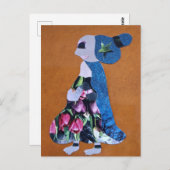 Bloemen vrouw wenst je fijne grootoudersdag briefkaart (Voorkant / Achterkant)