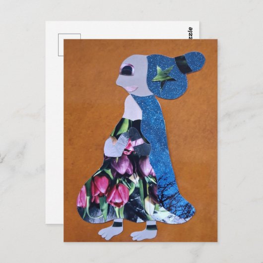 Bloemen vrouw wenst je fijne grootoudersdag briefkaart (Voorkant / Achterkant)