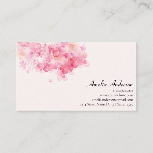 Bloemen Vrouwelijke Roze Make-up Artiest Haar Styl Visitekaartje (Achterkant)