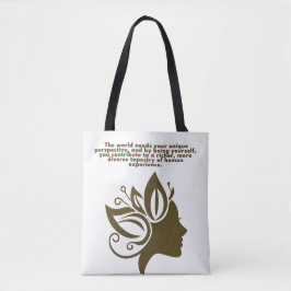 Bloemen Vrouwelijke Silhouette Inspirerend Canvas Tote Bag