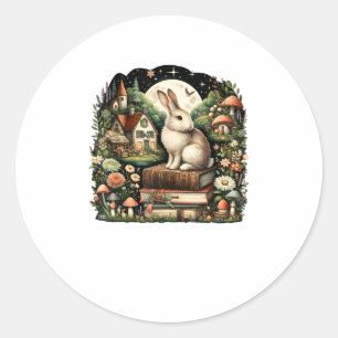 Bloemen Vrouwen CottageCore Konijn Esthetisch Ronde Sticker