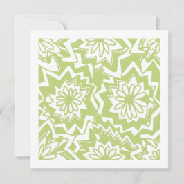 Bloemen Vuurwerk Patroon Groen Wit Blank Kaart