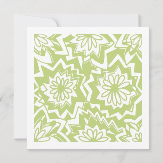 Bloemen Vuurwerk Patroon Groen Wit Blank Kaart (Voorkant)