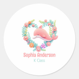 Bloemen walvis hart liefde terug naar school naam ronde sticker