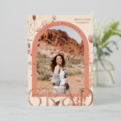 Bloemen Wanderlust: Boho Chic Afstuderen Foto Folie Uitnodiging (Staand Voorkant)