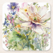 Bloemen wandklok kartonnen onderzetters (Voorkant)