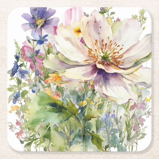 Bloemen wandklok kartonnen onderzetters (Voorkant)