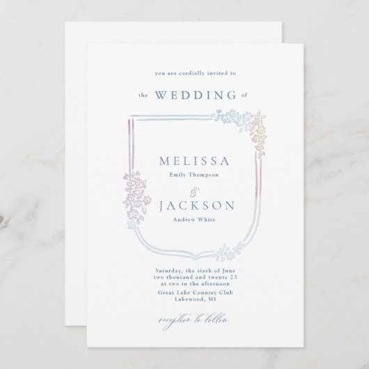 Bloemen Wapens Bruiloft Kaart (Voorkant / Achterkant)