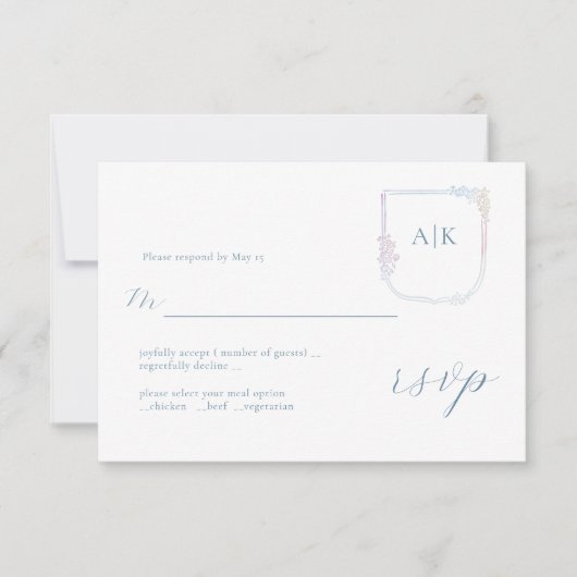 Bloemen Wapenschild Boho krans bruiloft RSVP Kaart (Voorkant)