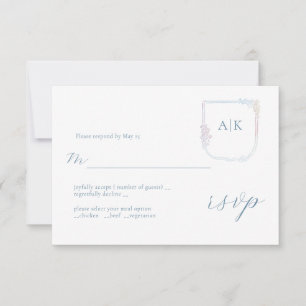 Bloemen Wapenschild Boho krans bruiloft RSVP Kaart