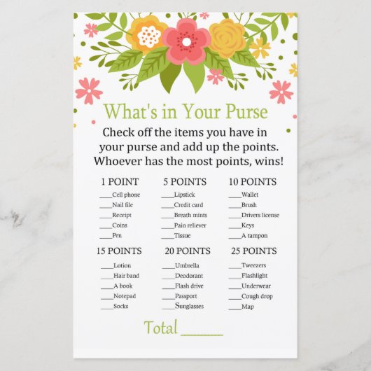 Bloemen Wat zit er in je handtas? (Voorkant)