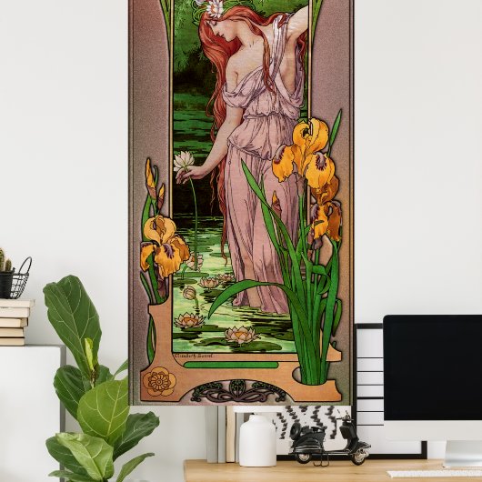 Bloemen water van Élisabeth Sonrel Poster (Thuiskantoor)