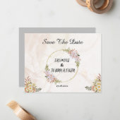 Bloemen Waterkleur rood en wit bloemen Trouwen Notitiekaartje (Voorkant / Achterkant in situ)